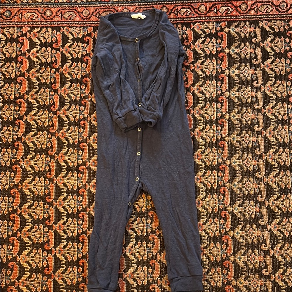 Kids Navy Button-Front Jumpsuit